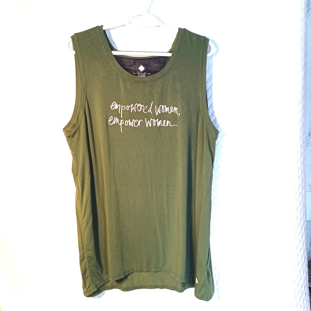 Rise Graphic Print Green Sleeveless Empowered Women Empower Women's 1X